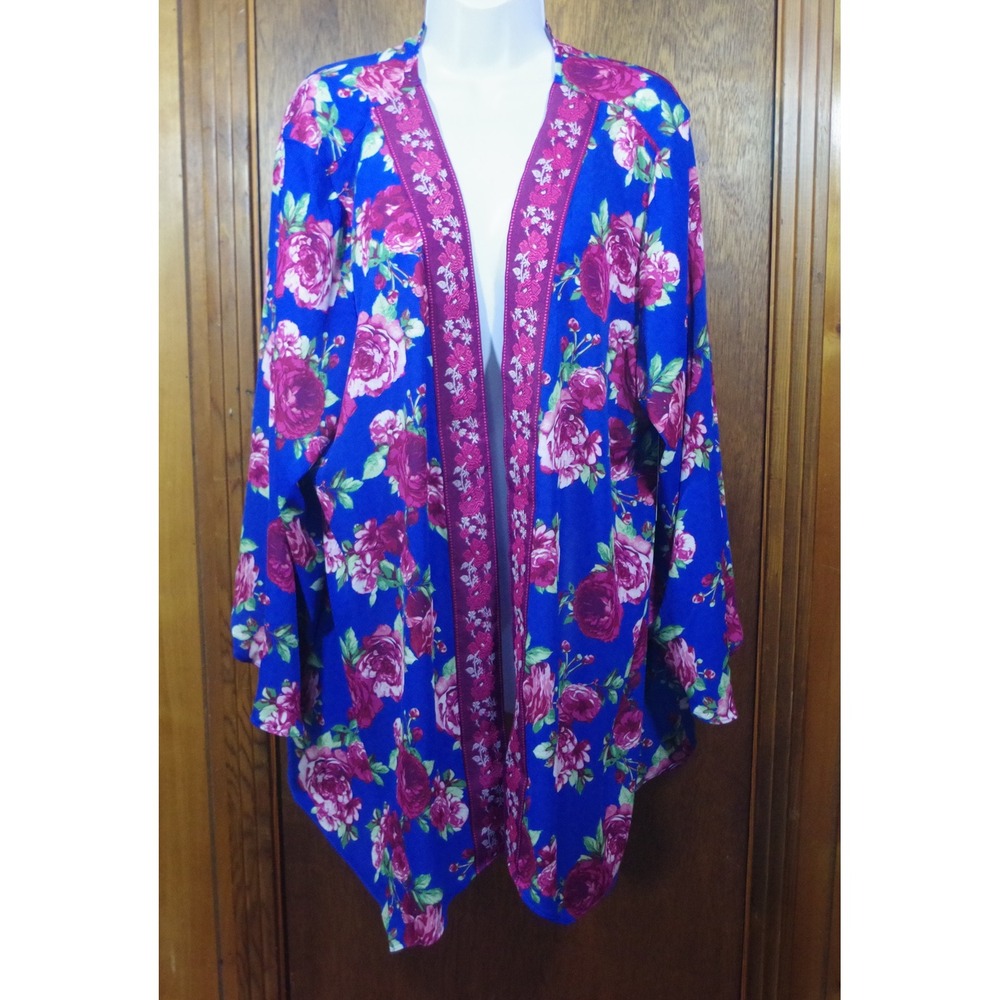 NWT - The Pioneer Woman Blue Floral Shark Bite Open Front Topper XXL/XXXL